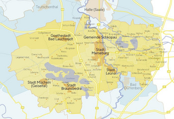 Karte der Lokalen Aktionsgruppe Saale-Elster-Geiseltalsee